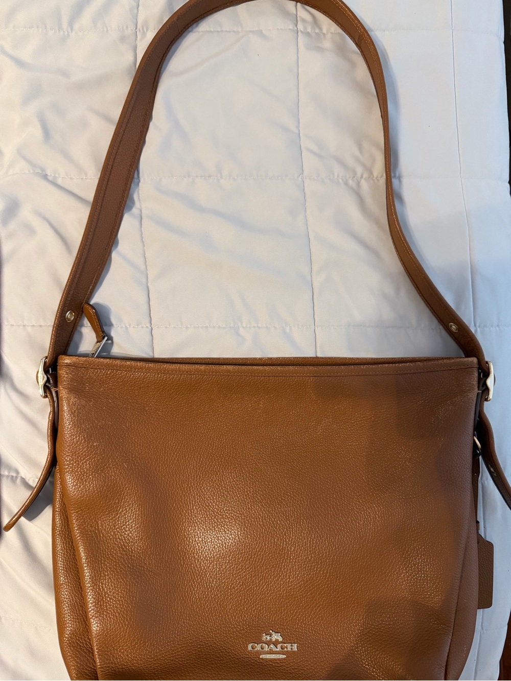 Coach Tan Pebbled Leather Shoulder Bag